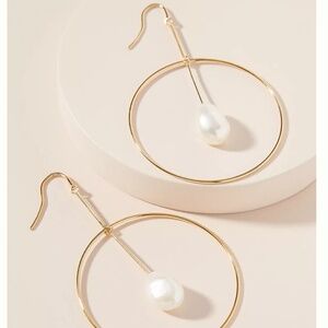 Anthropologie Pearl Bar Hoop Earring